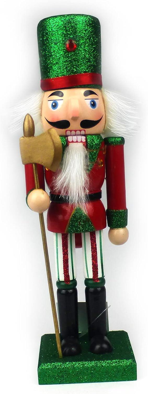 25cm Red & Green Wooden Nutcrackers - 4-Piece Set