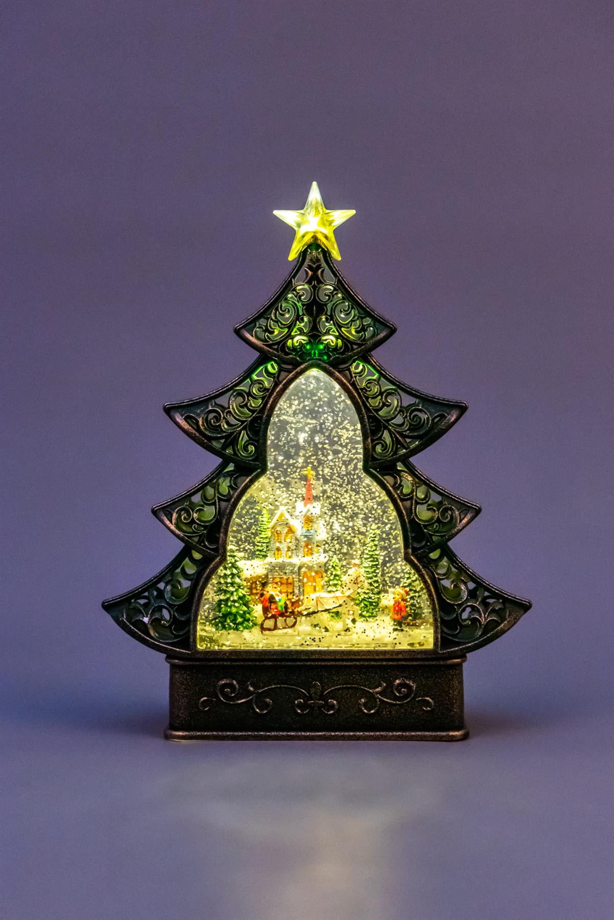 Christmas Tree Light-Up Nativity Snow Globe