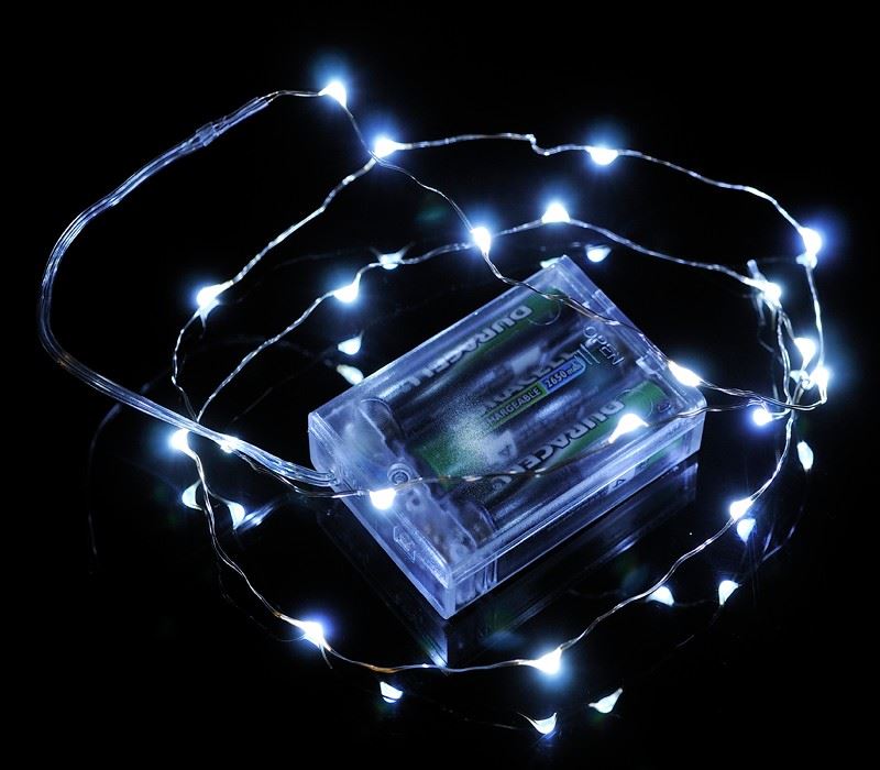 100 Cool White LED Battery Fairy String Lights - 10m