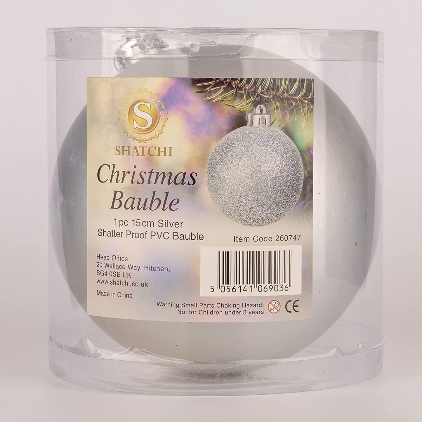 3 pcs Silver Baubles 15cm PVC