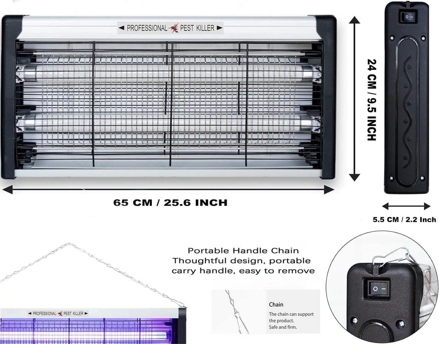 UV Tube Mains Operated Pest Killer 40W 1500V - 63.5x6x25cm