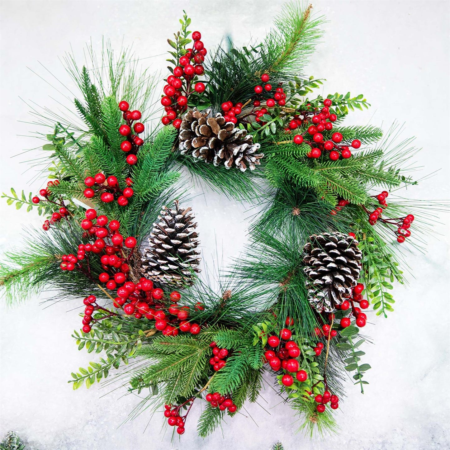 Red Berry & Pine Cone Wreath - 60cm