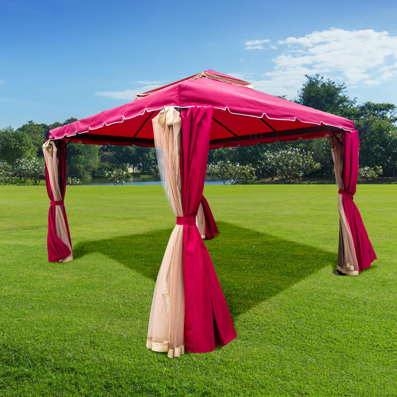 3x3x2.75m Red Gazebo with Nets