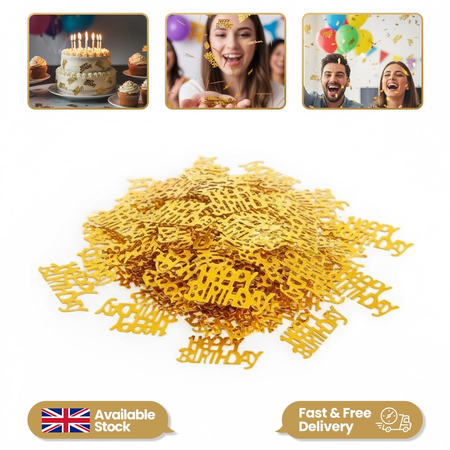 of 14g Gold Happy Birthday Confetti