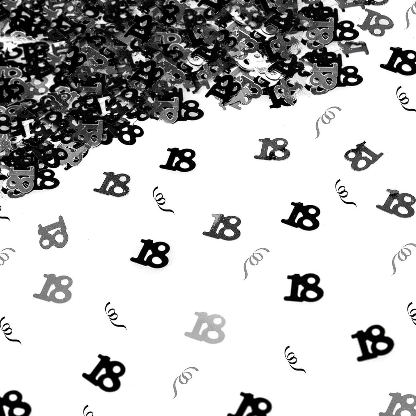 4 Packs of 18th Confetti Black & Silver 14g Each