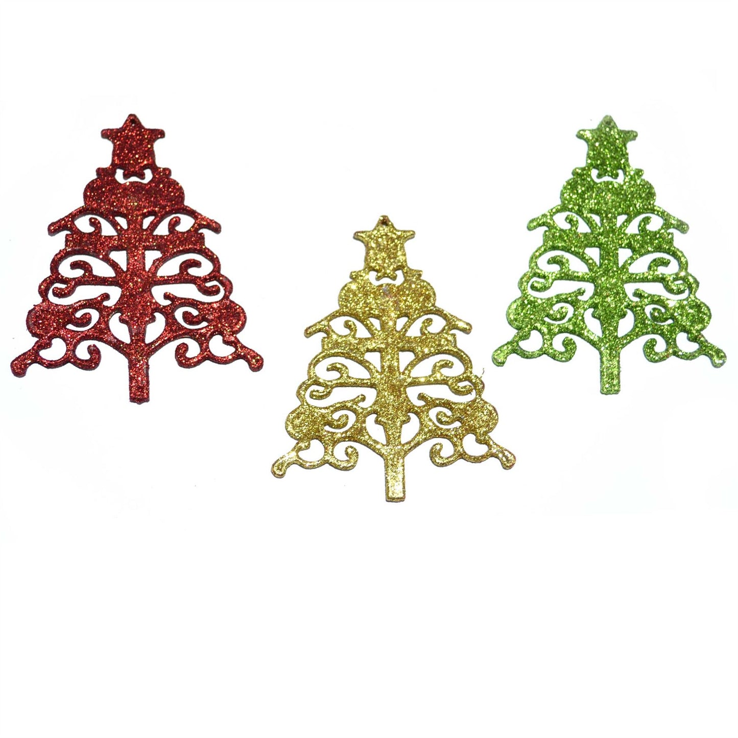 3Pcs Glitter Tree Shaped Christmas Decorations