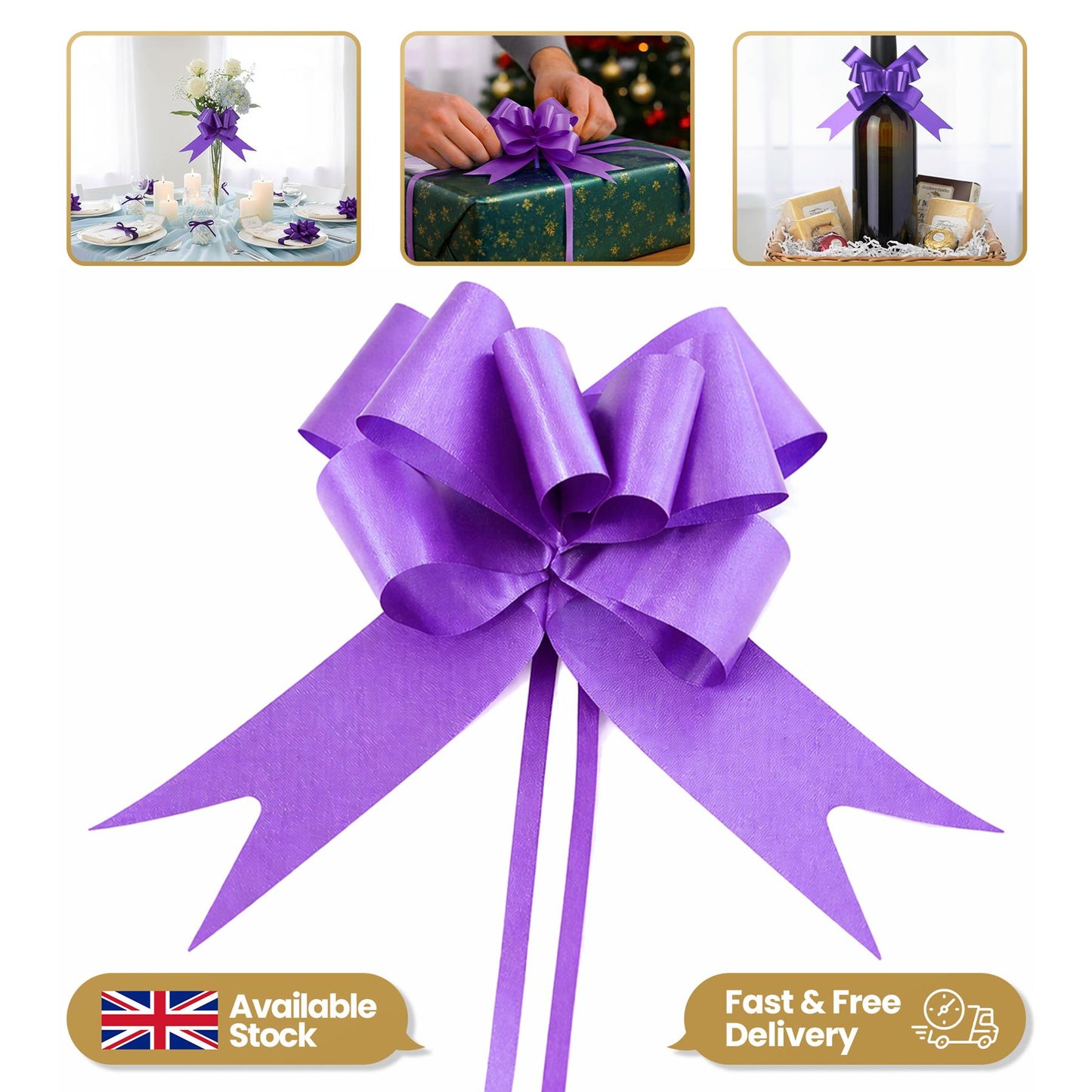 Shatchi 30pcs Purple 30mm/3cm Pull Bows Gift Wrap & Hampers
