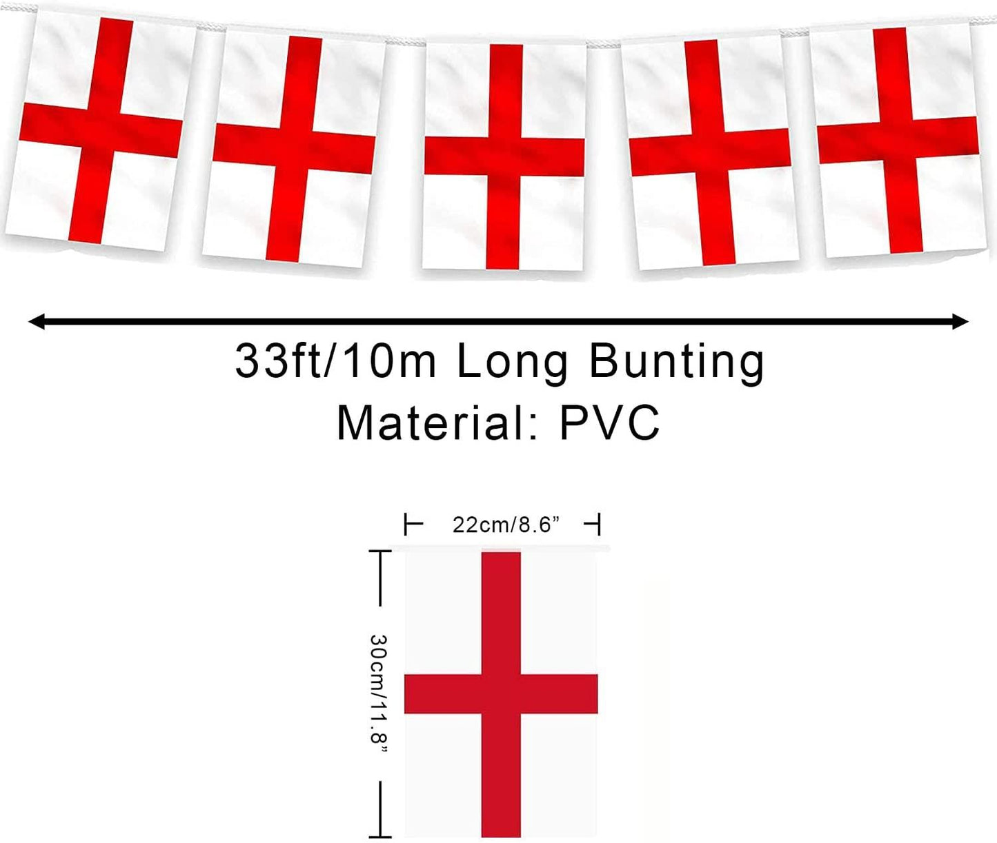 St George Bunting 20x30cm - 10m 25 Flags