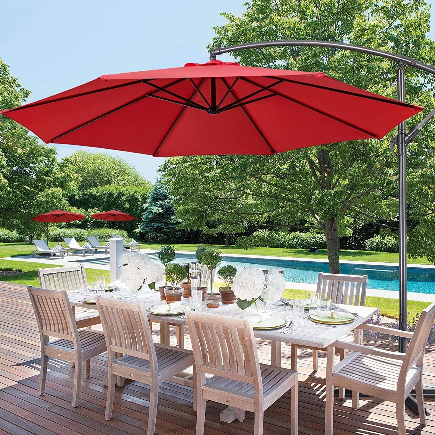 Burgundy Parasol Round Umbrella - 195x30x14.5 cm