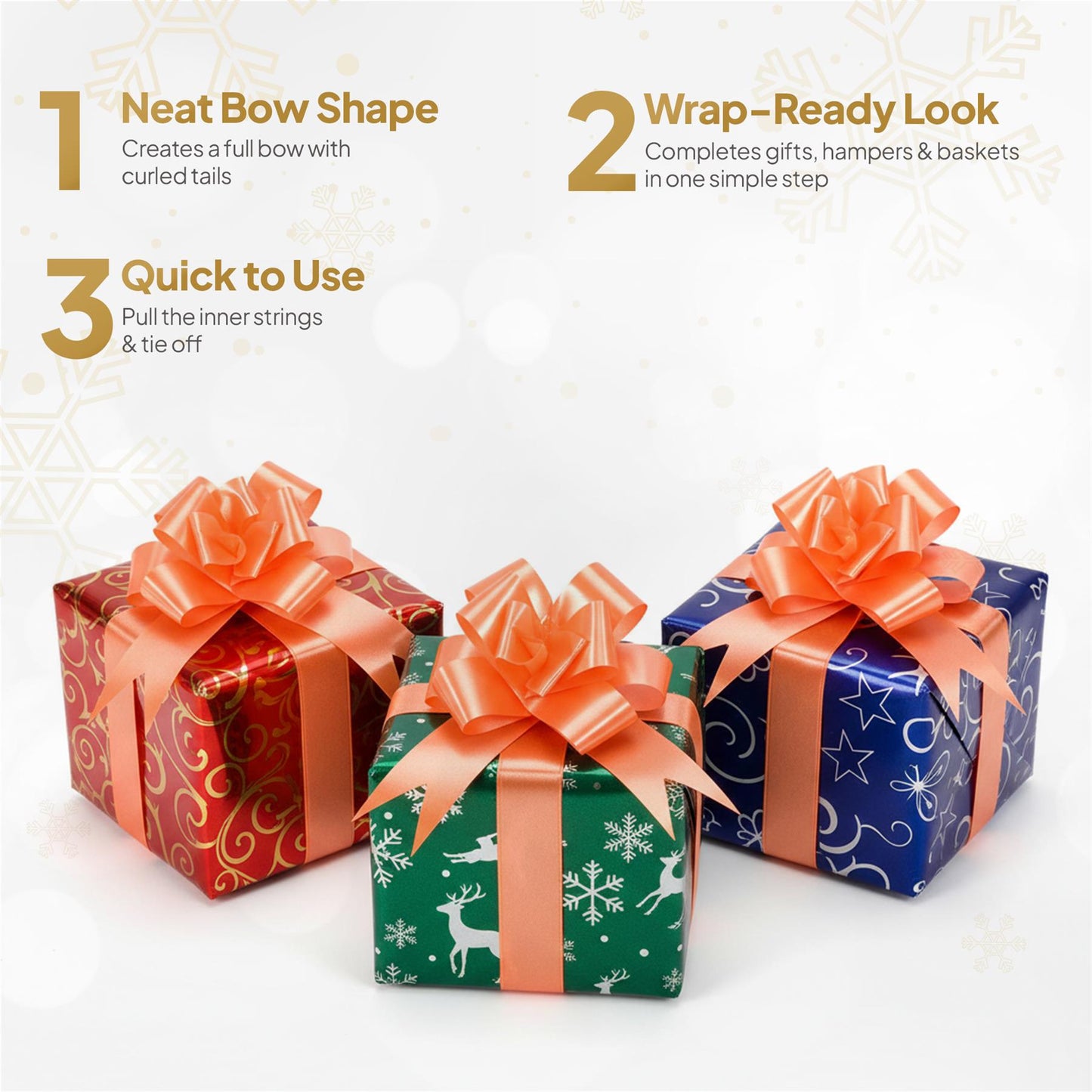 10 Orange Pull Bows - 30mm