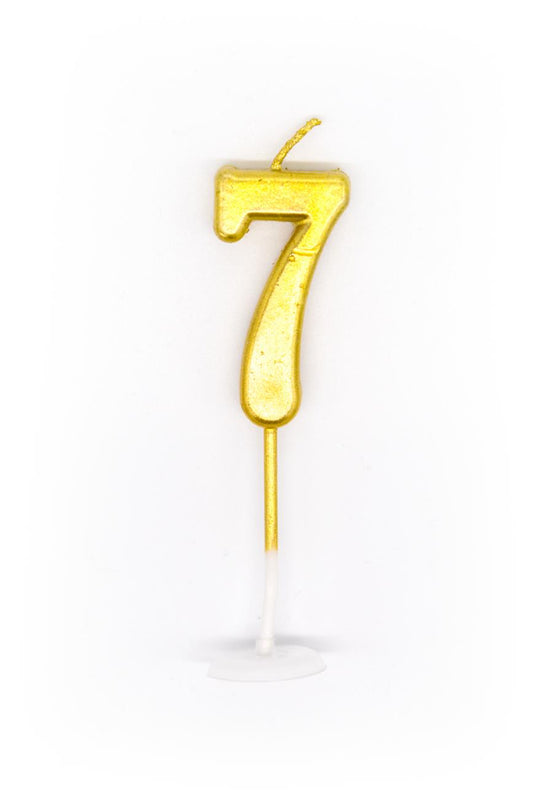 Gold Number 7 Candle