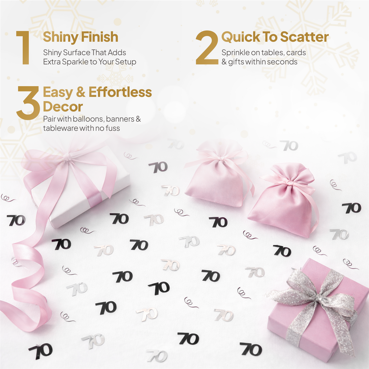 4 x 14g 70th Black Happy Birthday Confetti