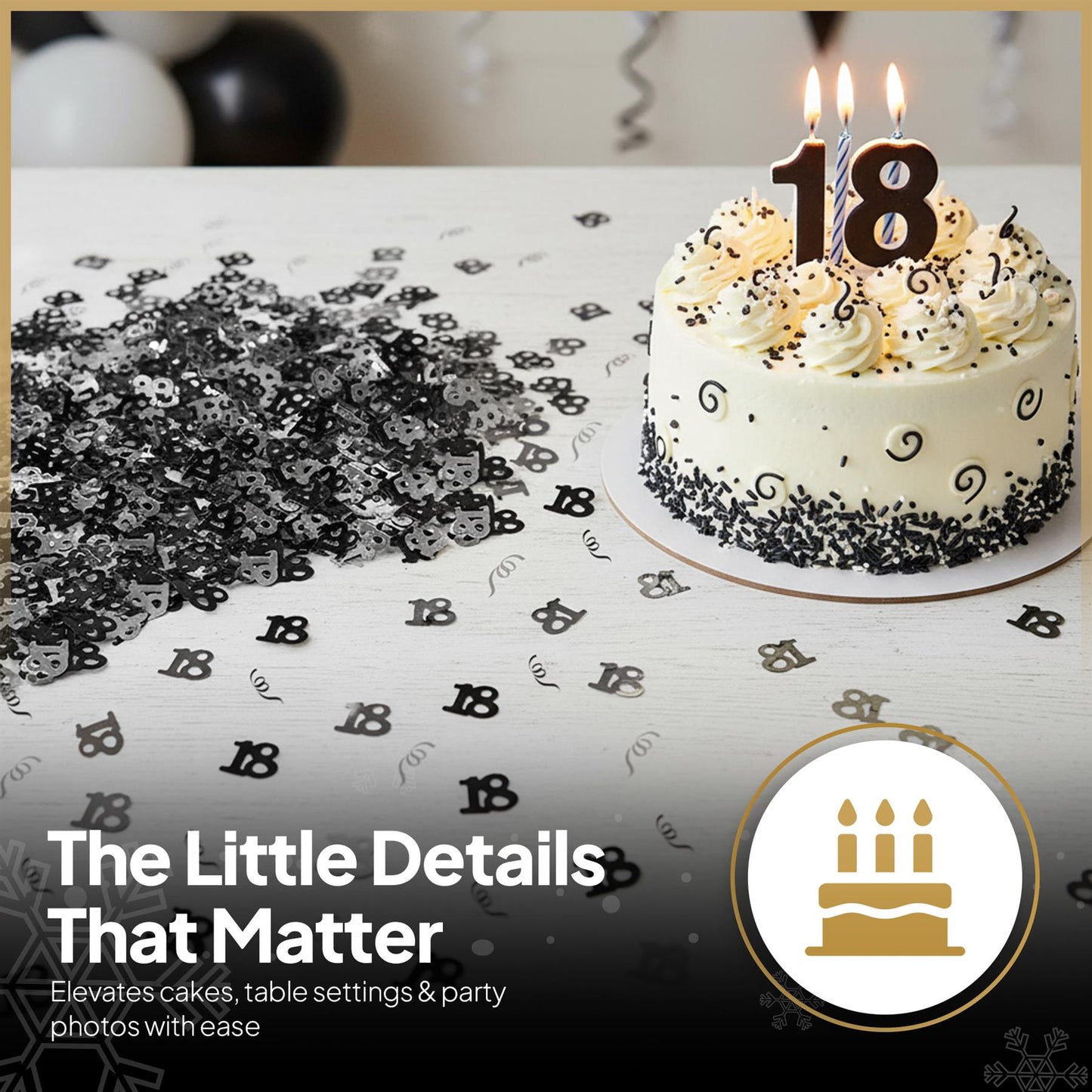 1 Pk 18th Confetti Black & Silver 14g