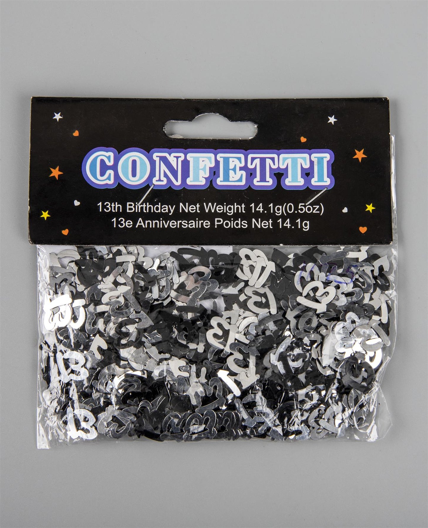 4 Packs of 14g Black-Silver 13th Birthday Foil Confetti Party Table Decoration Sprinkles