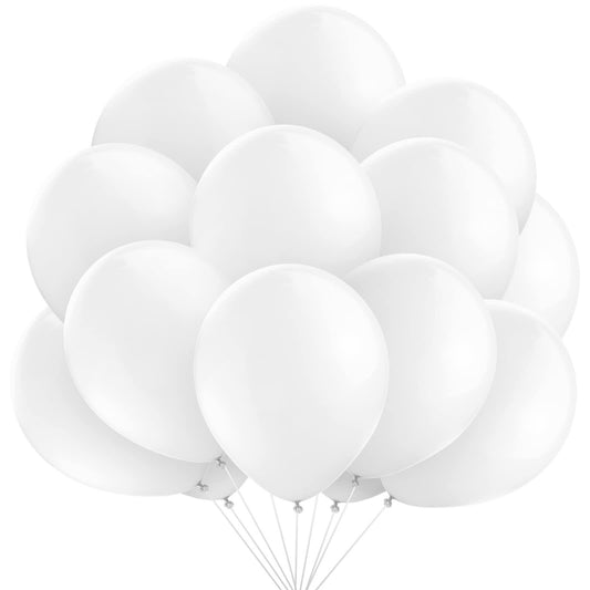 50 White Balloons - 12"