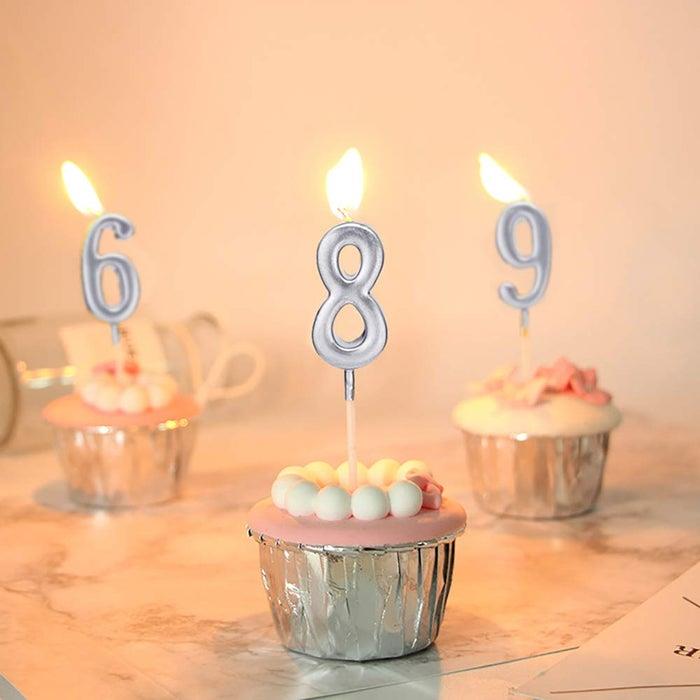 Silver 0 Number Candle for Cake