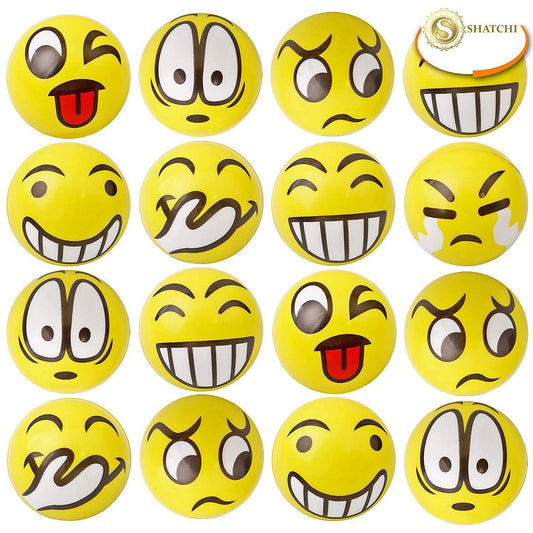 24 Yellow Smiley Face Foam Balls