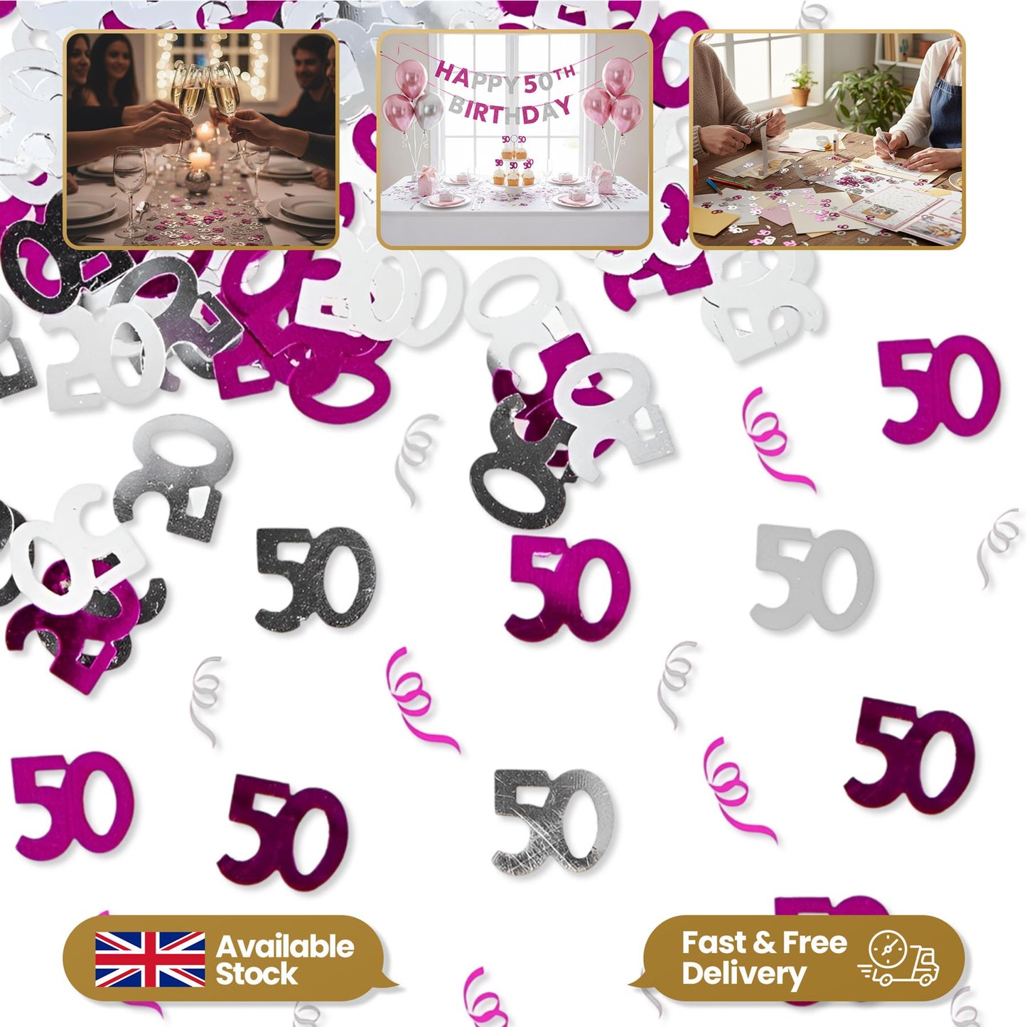 50th Confetti Pink & Silver - 14g 4PK