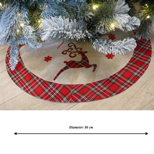 Christmas Tree Skirt with Reindeer Design - 86cm