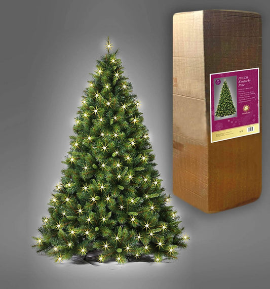 7Ft Bushy Green Kentucky Pine Tree 210CM Pre-Lit
