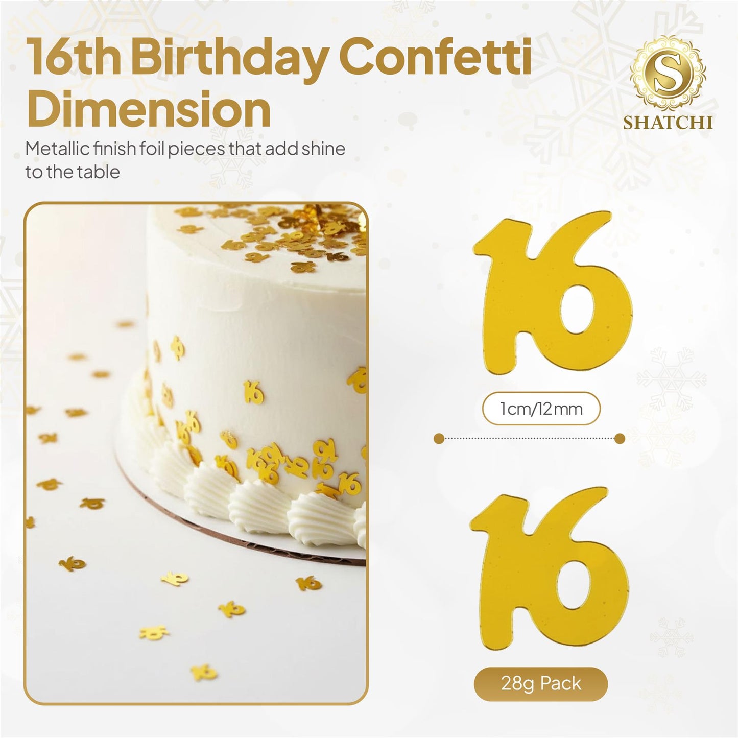 2 Packs of Gold 16th Confetti (14g)