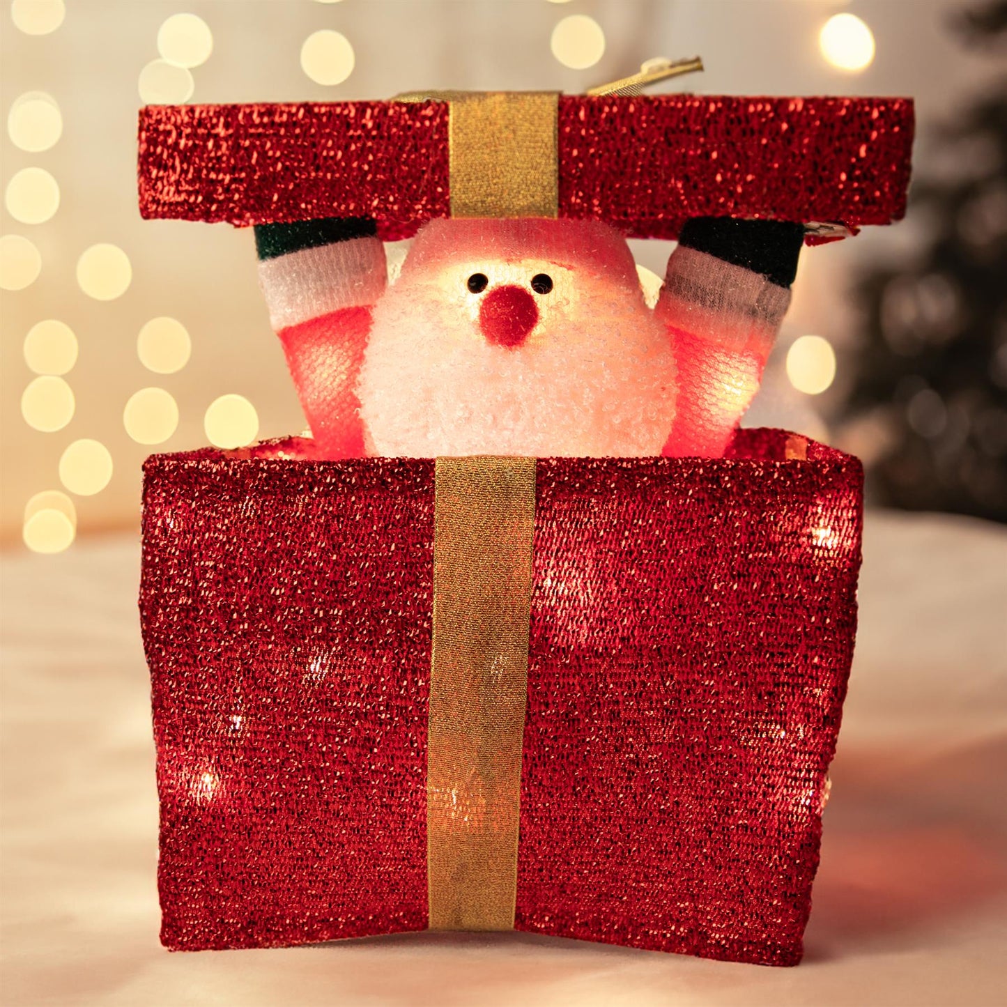 32cm Lighted LED Santa Gift Box