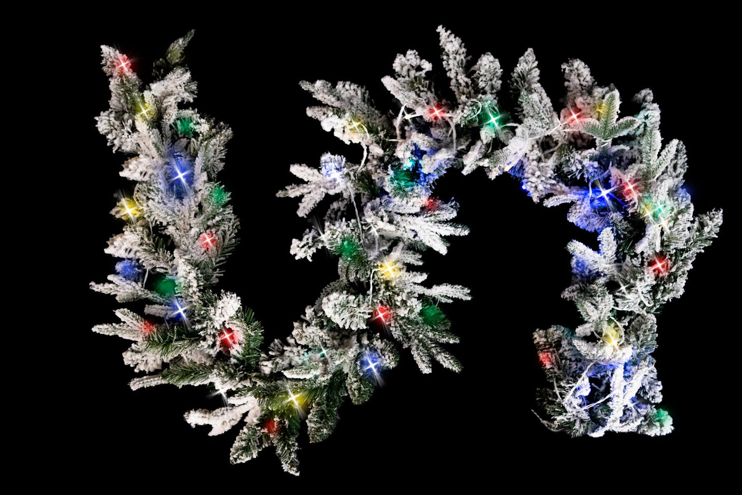 Pre-Lit Multicolor LEDs Lapland Fir Snow Flocked Garland