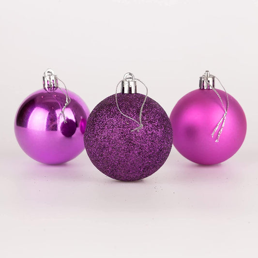 Baubles Purple 6cm - 18 Pcs Set PVC