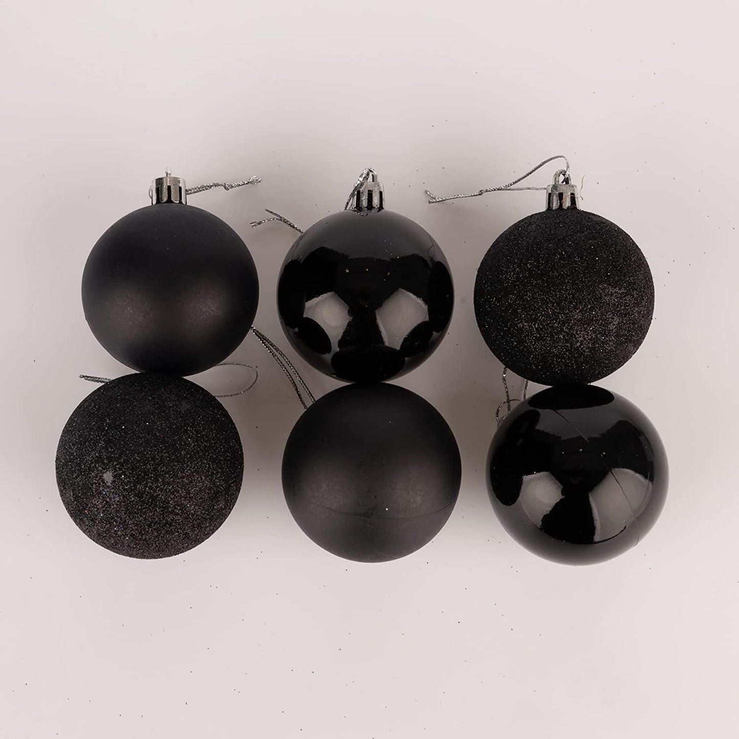 6 Black Baubles - 6cm