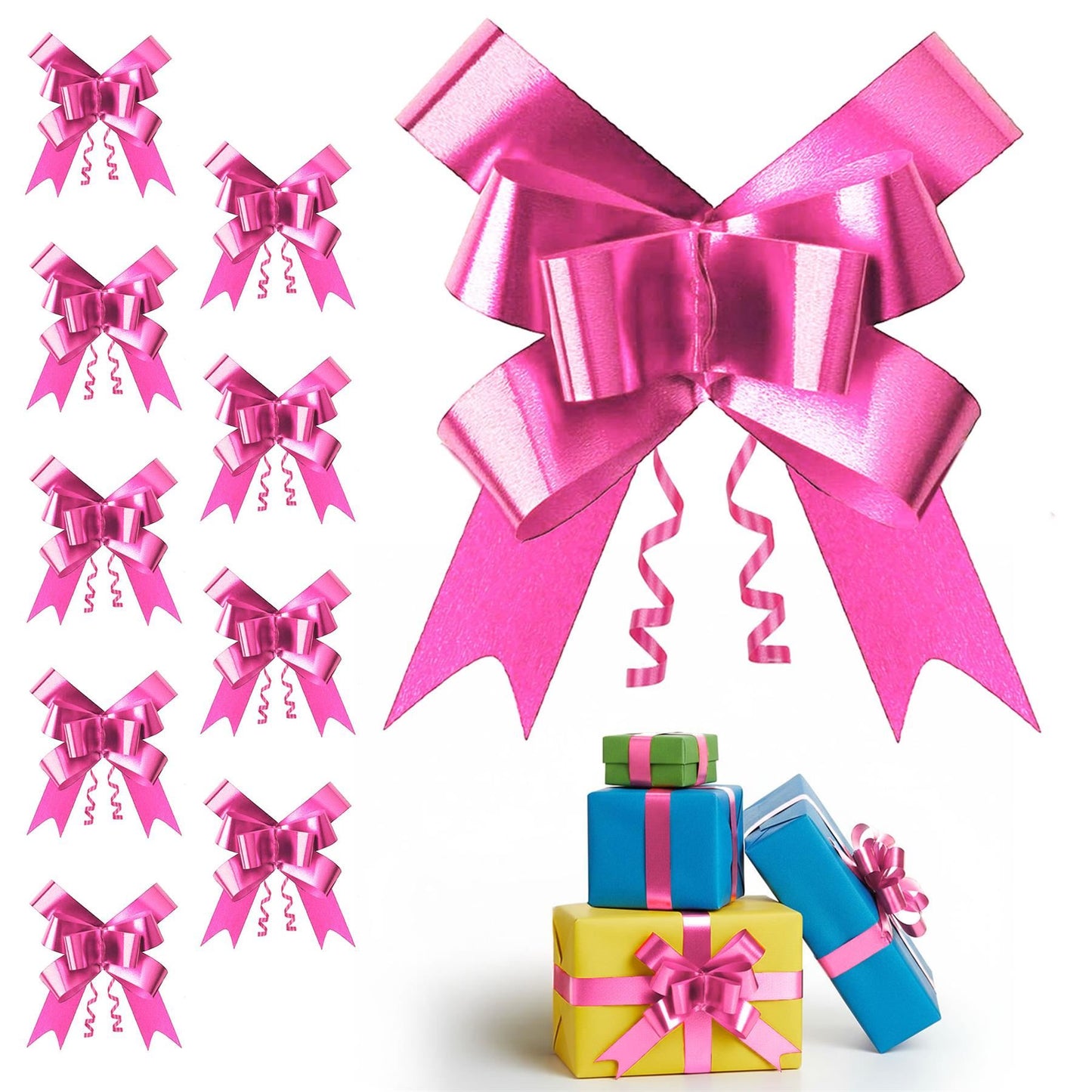 Shatchi 60pcs Hot Pink 50mm/5cm Pull Bows Gift Wrap & Hampers