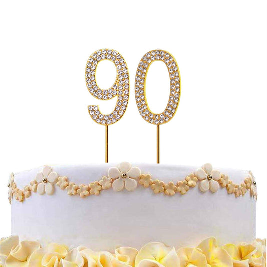 Cake Topper Number 90 - Gold Diamond