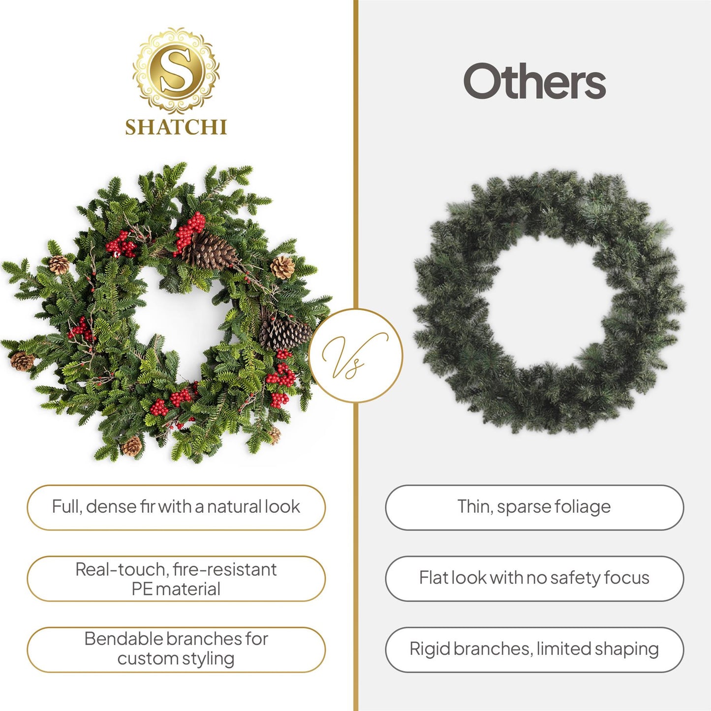 80CM FIR WITH BERRIES AND PINE CONES WREATH