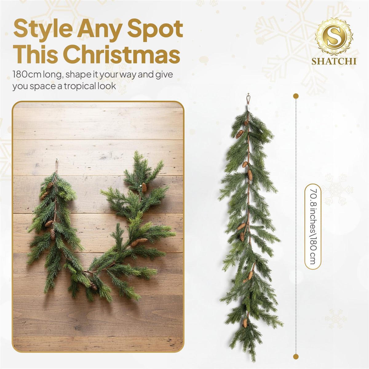 180CM FIR WITH PINE CONES GARLAND