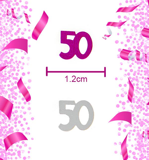 2 x 14g Pink & Silver 50th Confetti