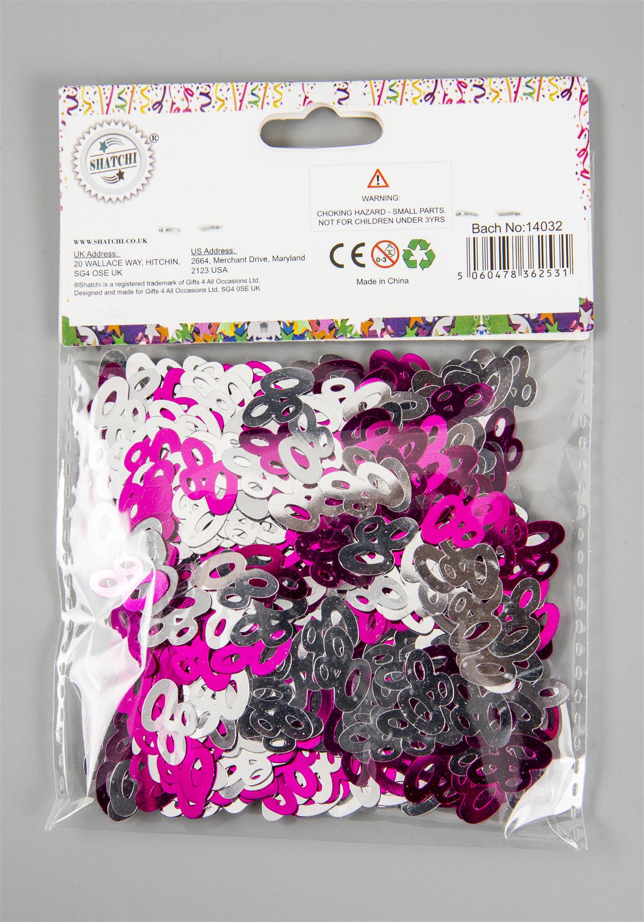 14g Pink 80th Birthday Confetti