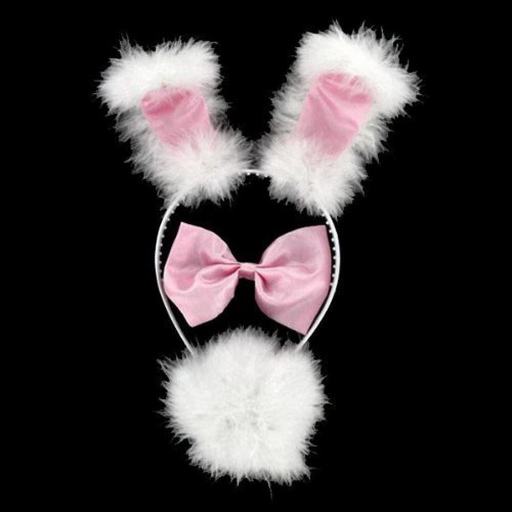 Girls Pink & White Fluffy Bunny Dress-Up Set