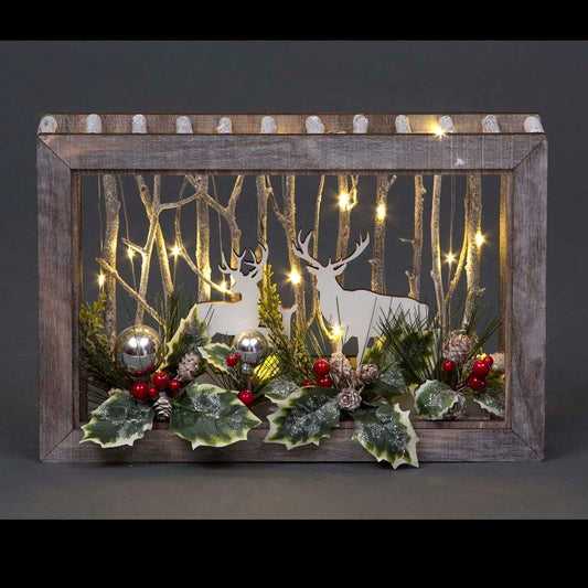 LED Wooden Reindeer Scene (Rectangle) W38xD6.5xH25cm