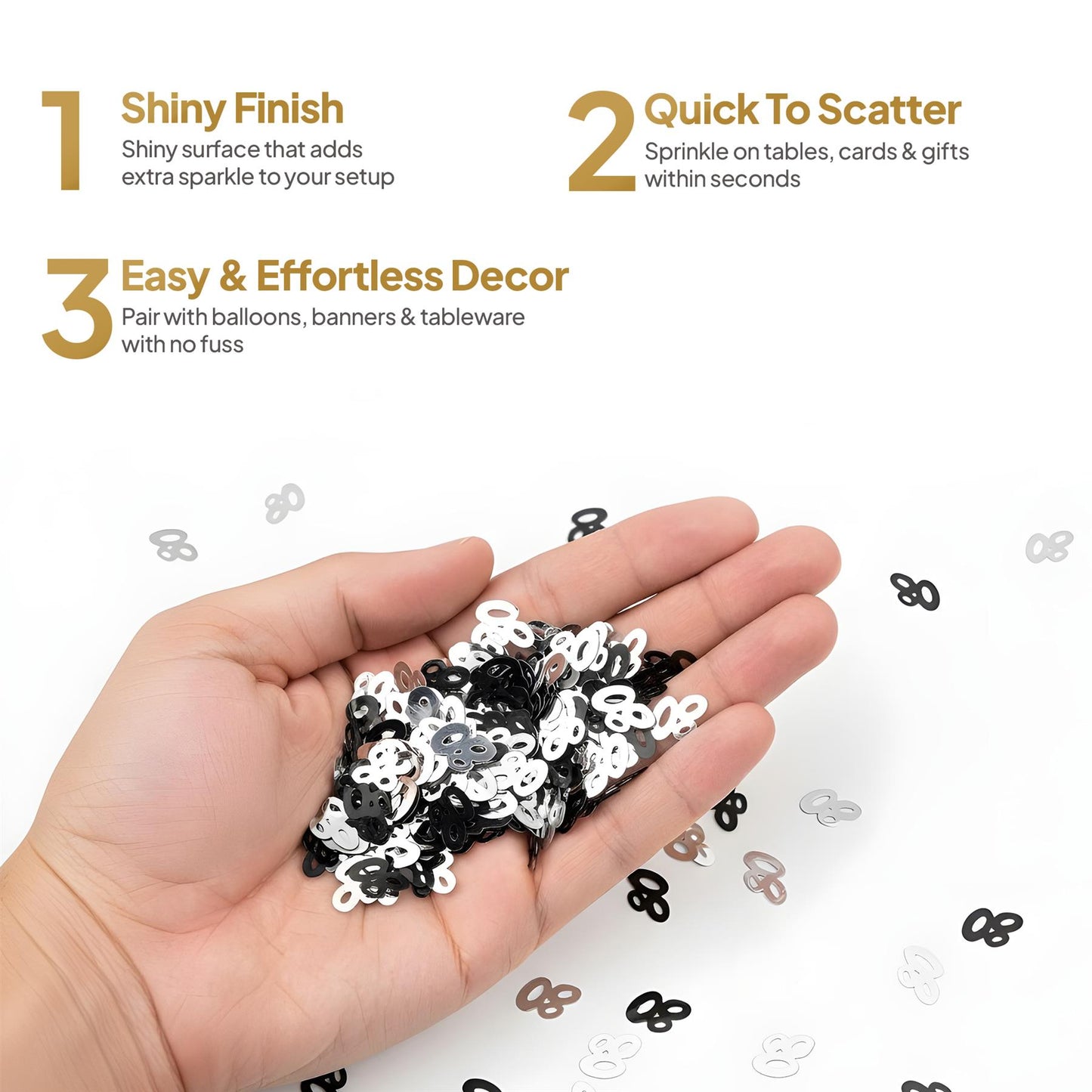 14g 80th Black Happy Birthday Confetti