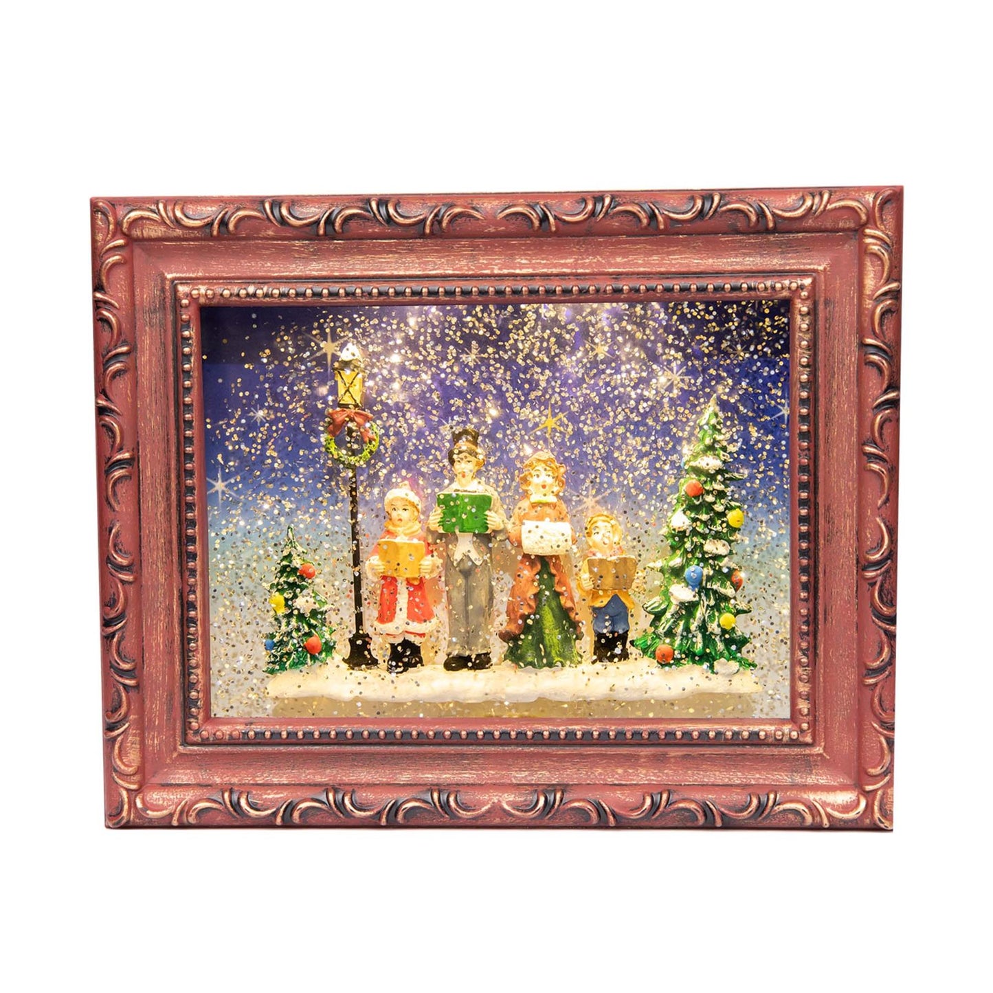 Christmas Carol Singers Choir Scene Frame Globe - 24x5x19CM