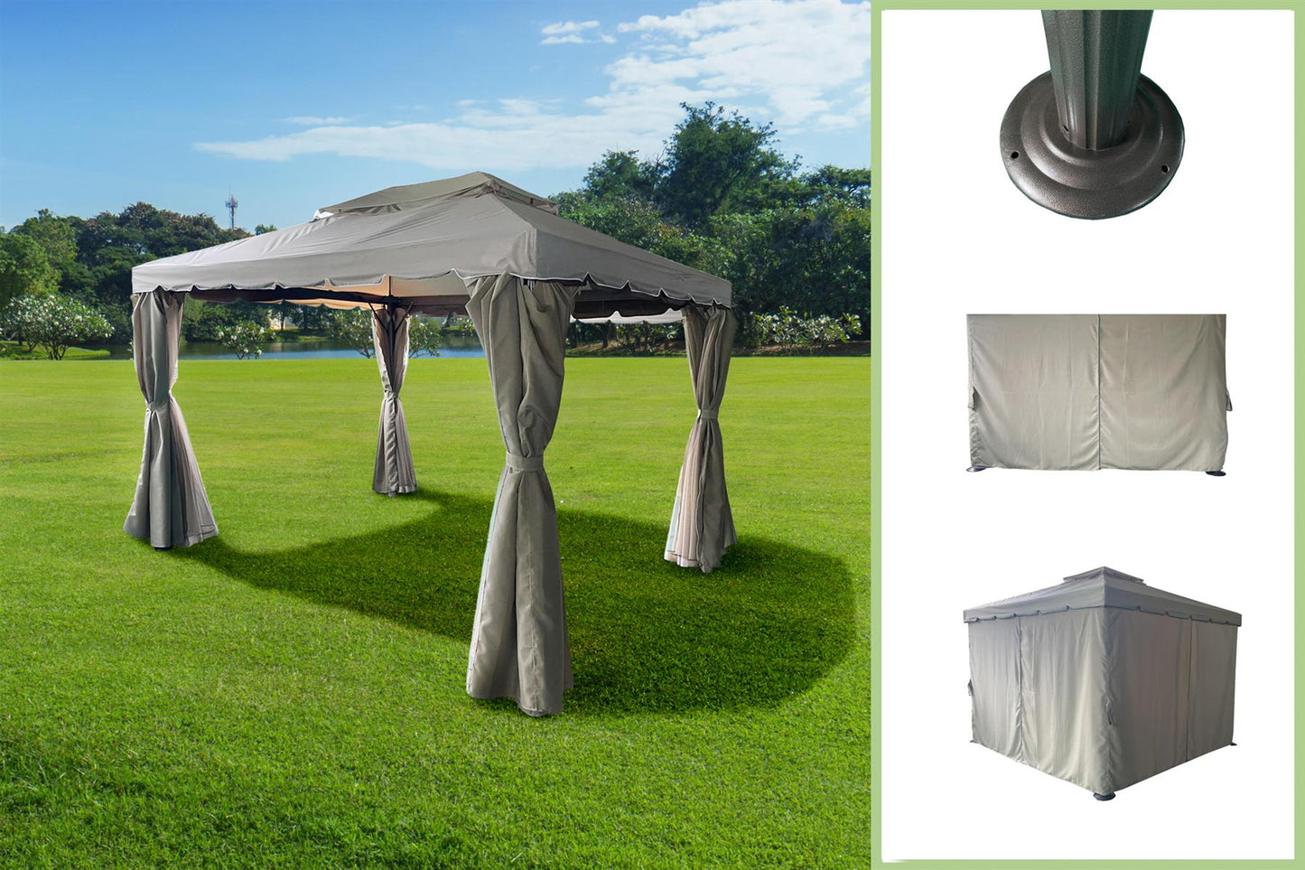 3x3x2.75m Khaki Gazebo with Nets