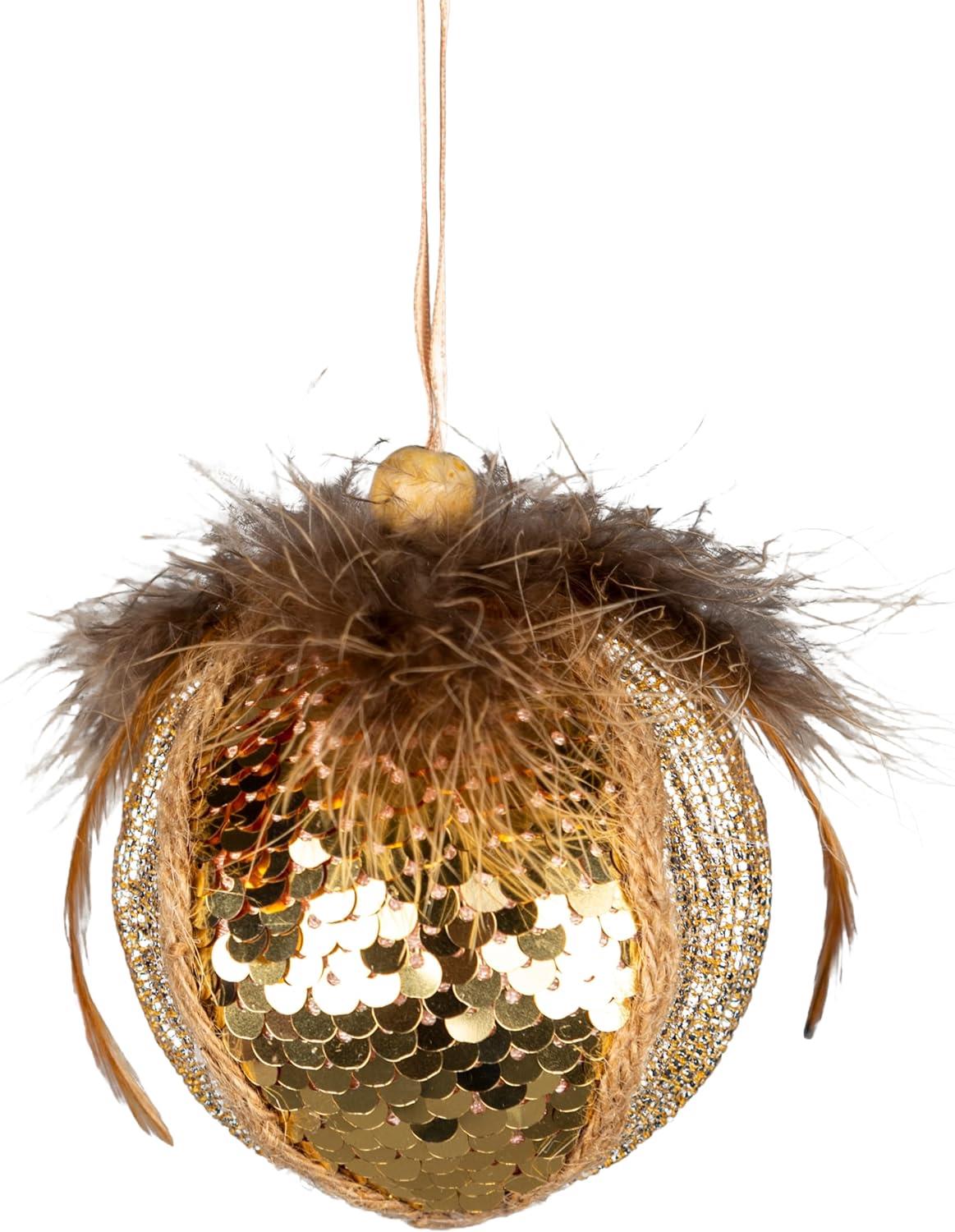 7cm Gold Glitter Bauble - 3Pcs