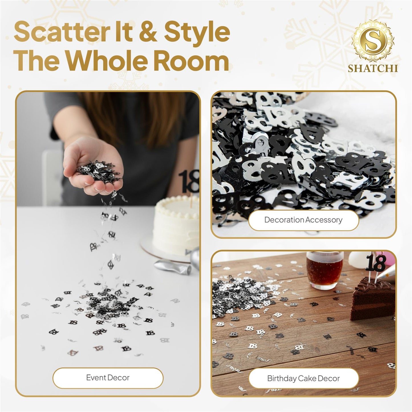 18th Confetti Black & Silver 14g, 2 Packs