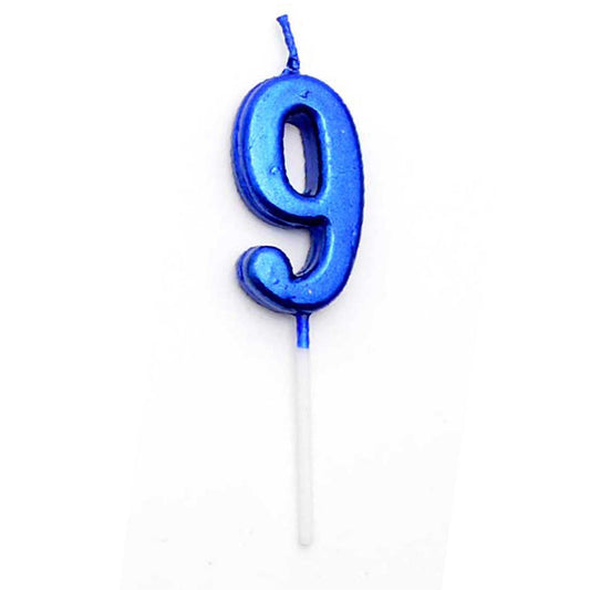 Blue 9 Number Candle