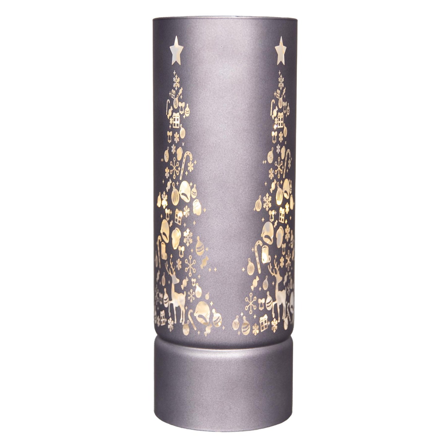 27cm Grey Glass Vase with LED Light