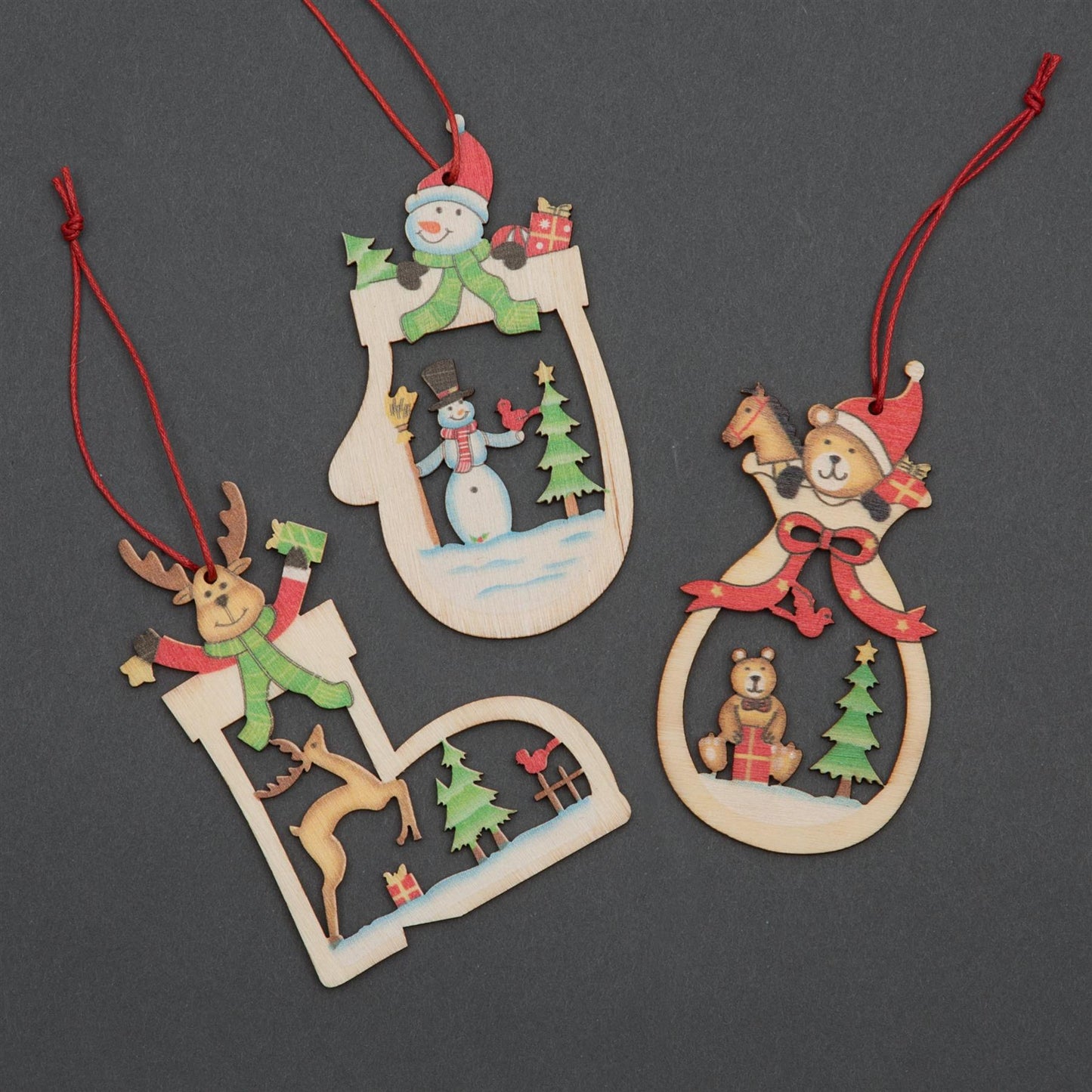 3 Wooden Craft Ornaments