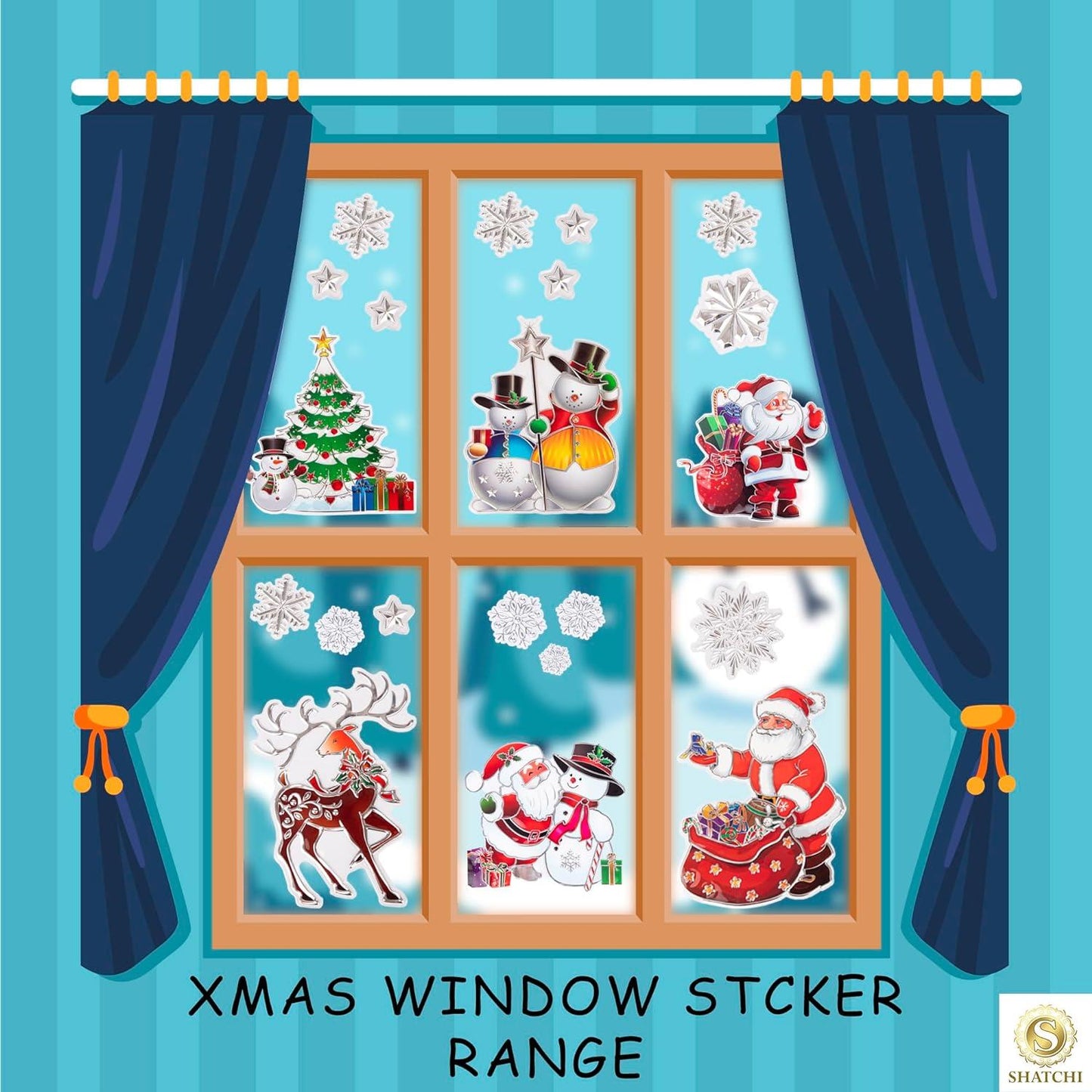 3D Window Stickers - 6 Assorted Sheets (70 Stickers), Each Sheet Size 28x33cm