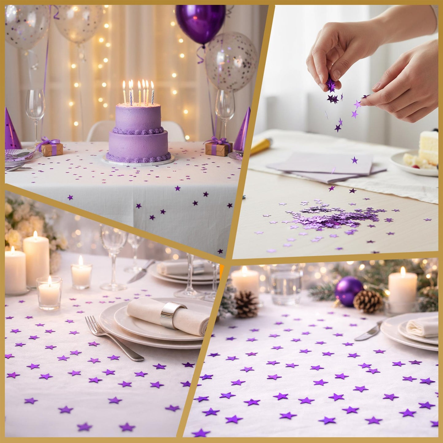 8 Packs of Star Purple Glitz Confetti 14g Each