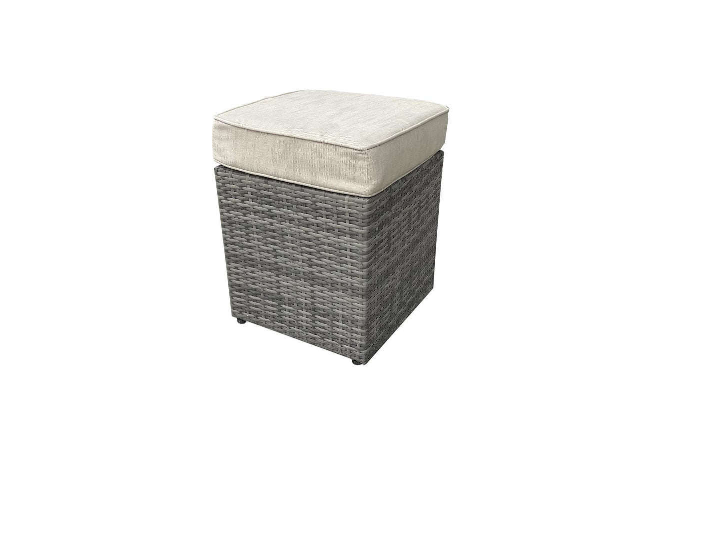 Grey Rattan Furniture Set (3 Seater Sofa, 2 Seater Sofa, 2 Stools, 1 Table, 1 Chair, 1 Storage Box)