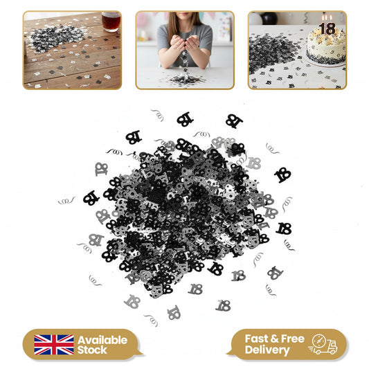 18th Confetti Black & Silver 14g, 2 Packs