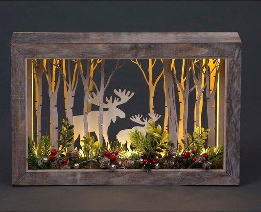 LED Wooden Reindeer Scene (45x8.5x29cm)